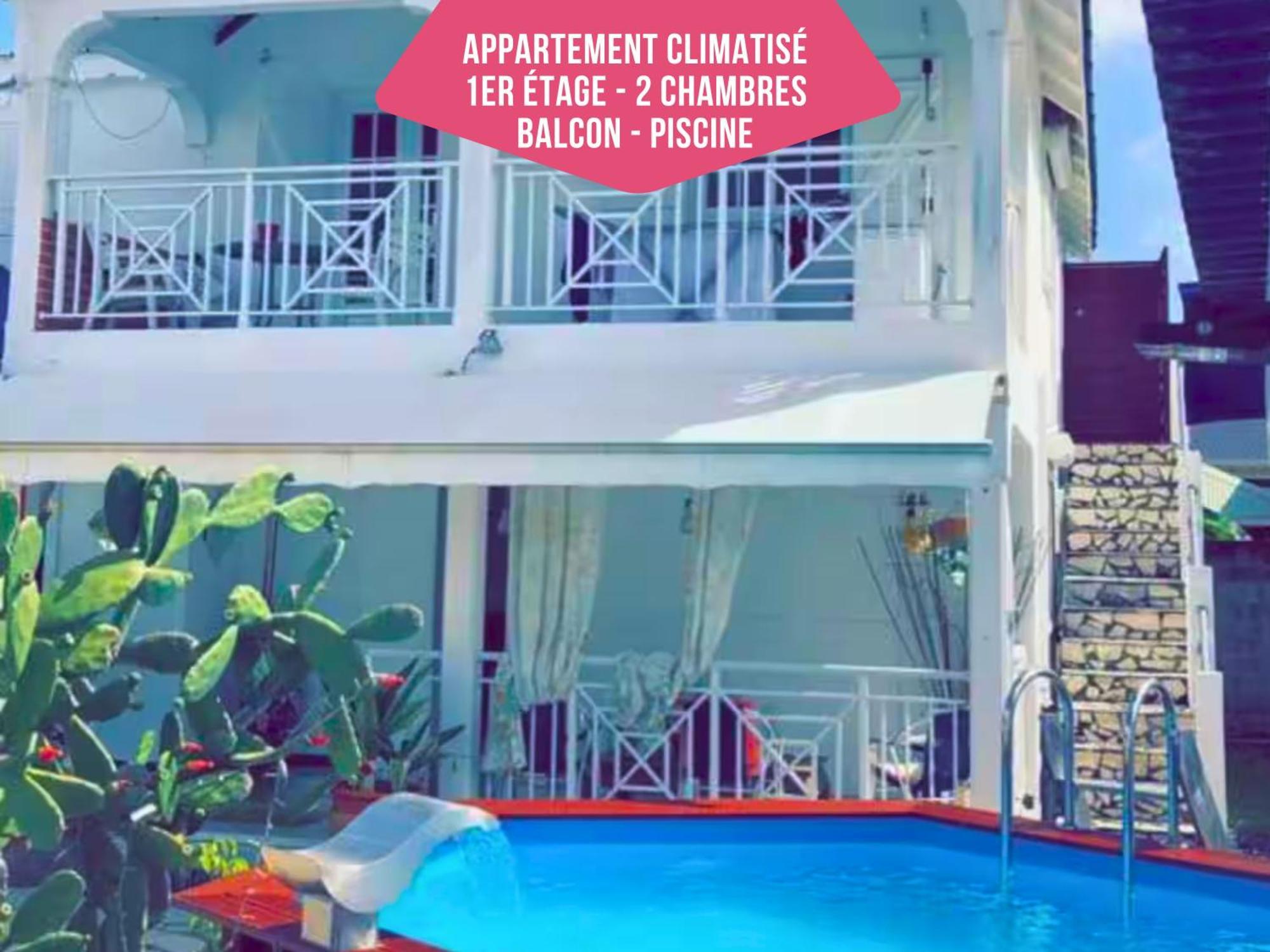 Le Sable Bleu - Evasion Tropicale A Sainte-Anne - Plage 5Min - Piscine - Parking - Logement Climatise - Vue Sur Les Palmiers - Parfait Pour Sejours En Famille Ou Entre Amis Eksteriør bilde